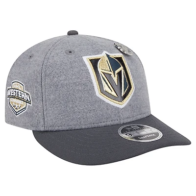 Men's New Era Gray/Black Vegas Golden Knights Wool Pin Low Profile 9FIFTY Snapback Hat