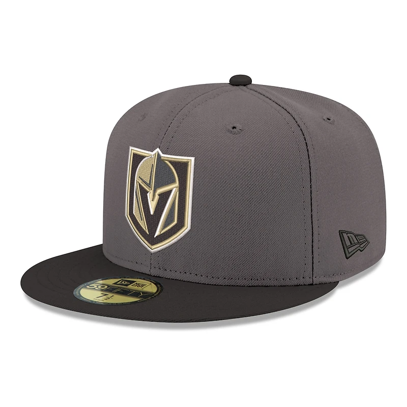 Men's New Era  Gray Vegas Golden Knights Core Logo Two-Tone 59FIFTY Fitted Hat