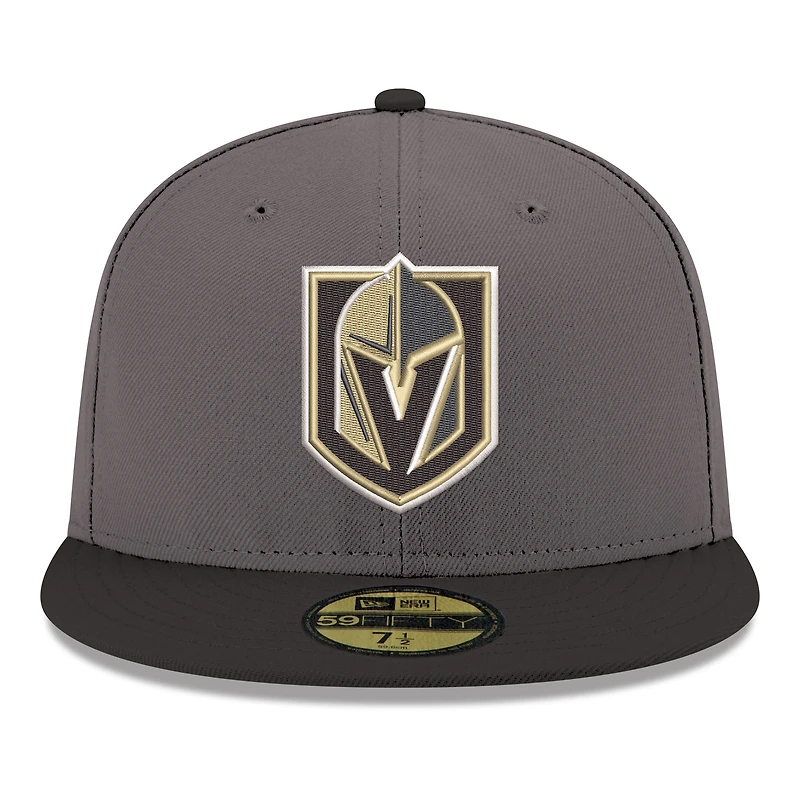 Men's New Era  Gray Vegas Golden Knights Core Logo Two-Tone 59FIFTY Fitted Hat