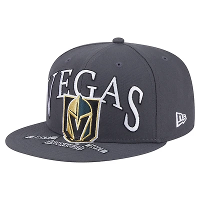 Men's New Era Gray Vegas Golden Knights Oversized Vintage Arch 59Fifty Fitted Hat