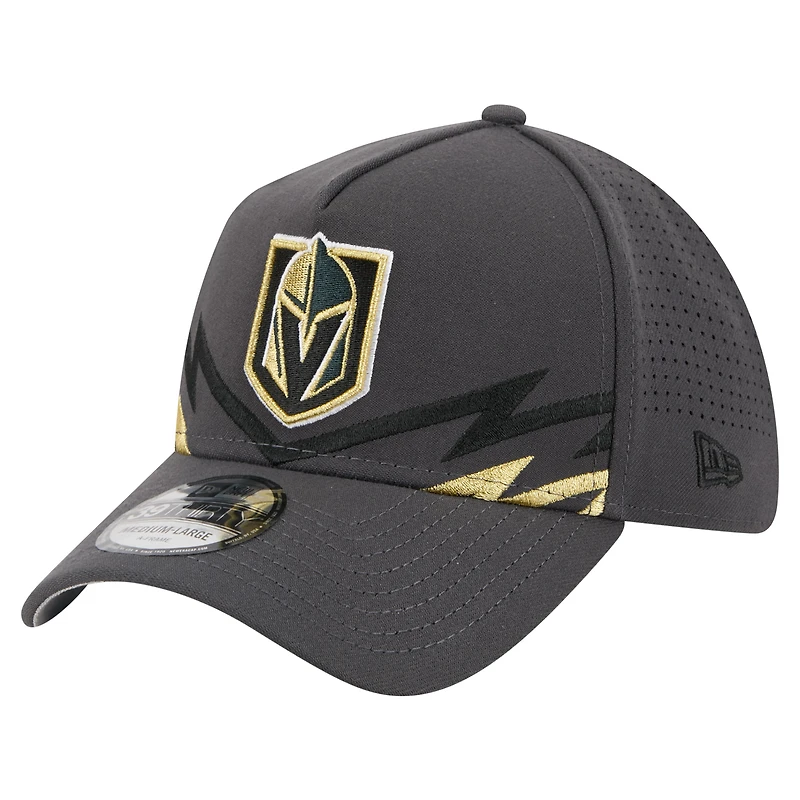 Men's New Era Gray Vegas Golden Knights Zig Zag 39THIRTY A-Frame Perforated Flex Hat