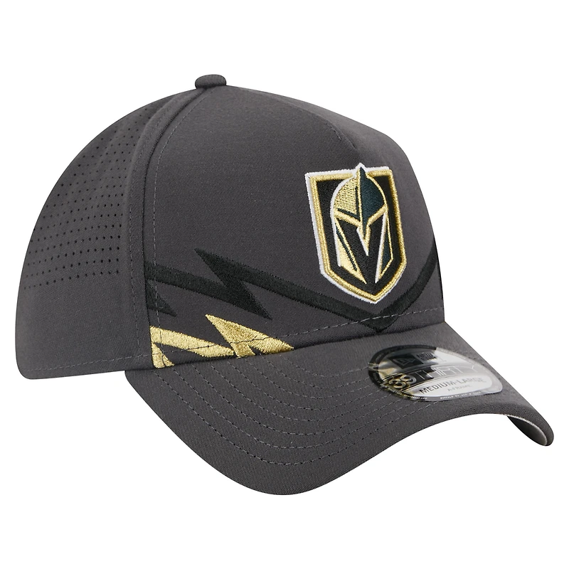Men's New Era Gray Vegas Golden Knights Zig Zag 39THIRTY A-Frame Perforated Flex Hat