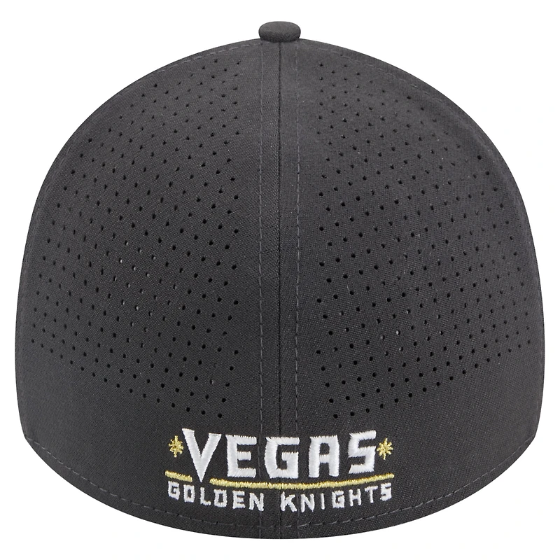 Men's New Era Gray Vegas Golden Knights Zig Zag 39THIRTY A-Frame Perforated Flex Hat
