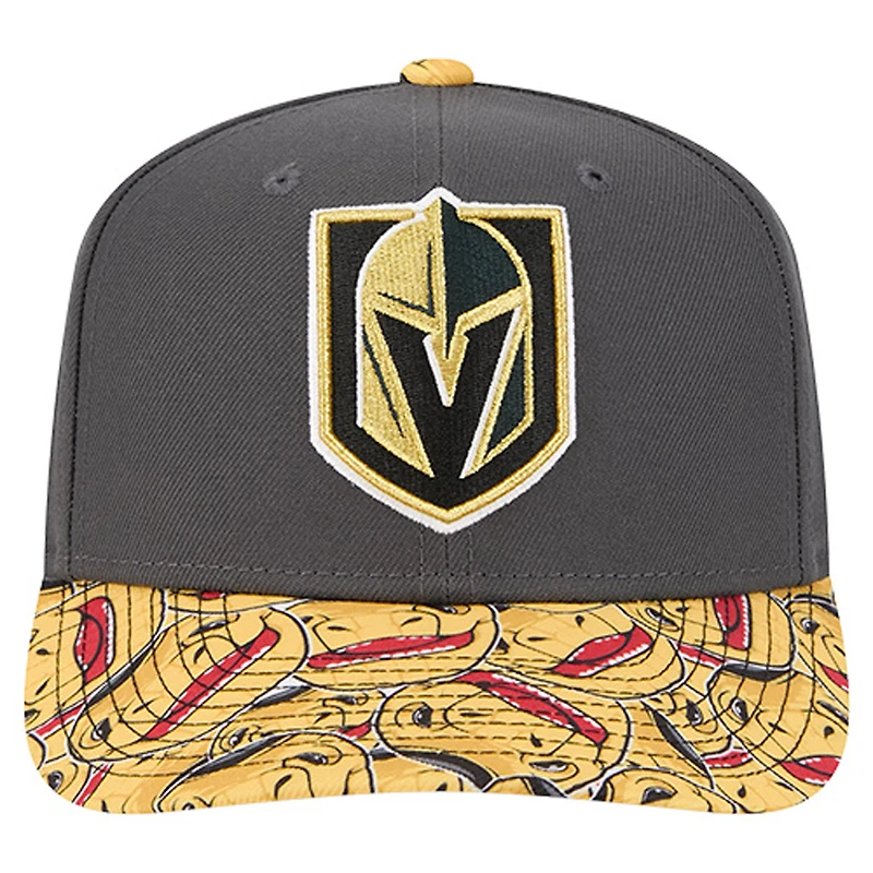 Casquette ajustable 9SEVENTY grise New Era pour homme avec visière mascotte des Golden Knights de Vegas