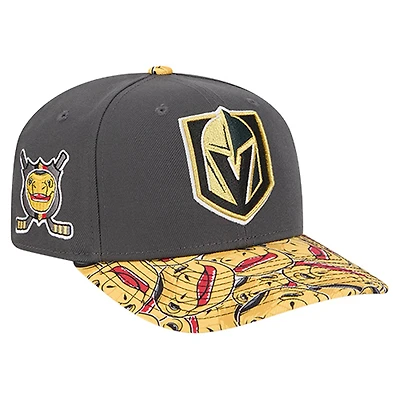 Casquette ajustable 9SEVENTY grise New Era pour homme avec visière mascotte des Golden Knights de Vegas