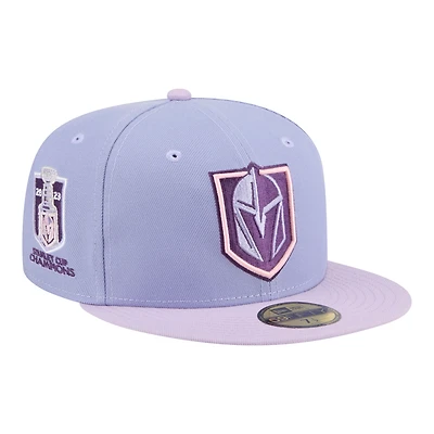 Casquette ajustée New Era 59FIFTY pour homme, couleur violet clair/violet Vegas Golden Knights Lavender Bloom
