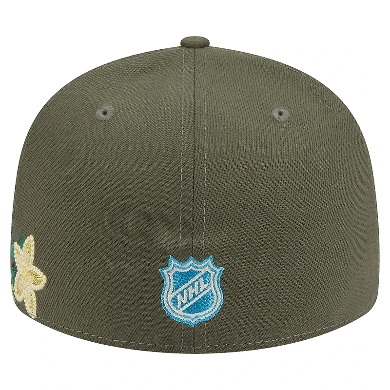 Casquette ajustée 59FIFTY pour homme New Era Olive Vegas Golden Knights à fleurs ton sur