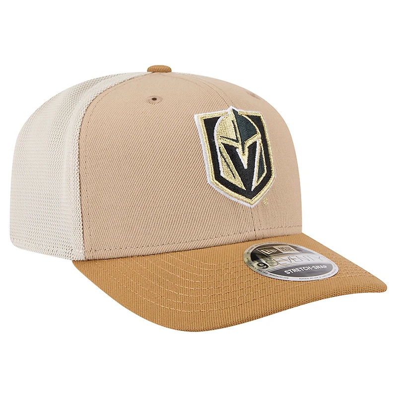 Men's New Era Tan/Light Brown Vegas Golden Knights Two-Tone Trucker 9SEVENTY Stretch Snap Adjustable Hat
