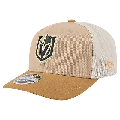 Men's New Era Tan/Light Brown Vegas Golden Knights Two-Tone Trucker 9SEVENTY Stretch Snap Adjustable Hat