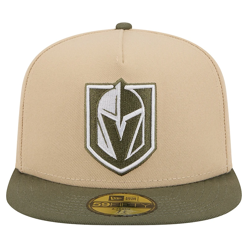 Men's New Era  Tan/Olive Vegas Golden Knights Color Pack Two-Tone 59FIFTY A-Frame Fitted Hat