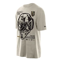 T-shirt pour homme New Era Tan Vegas Golden Knights avec masque de gardien but