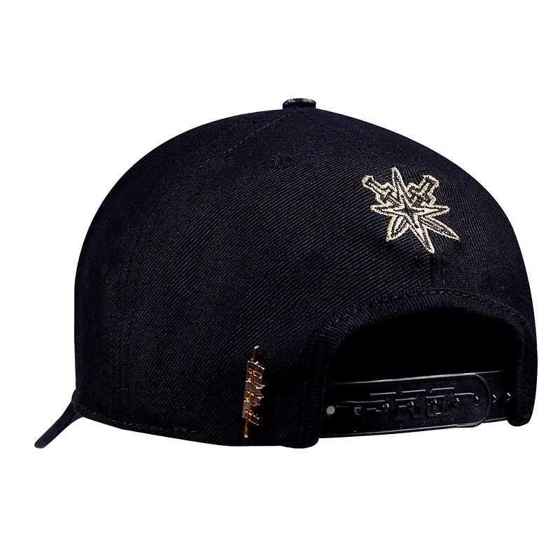 Men's Pro Standard  Black Vegas Golden Knights Metallic Logo Pinch Front Adjustable Hat
