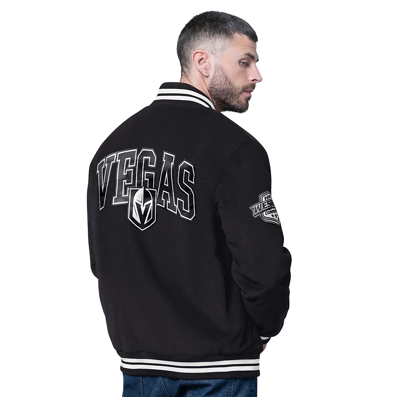 Men's Starter  Black Vegas Golden Knights Blackout Varsity Jacket