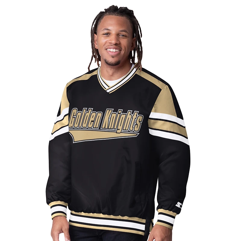 Men's Starter Black Vegas Golden Knights Reliver I V-Neck Pullover Jacket