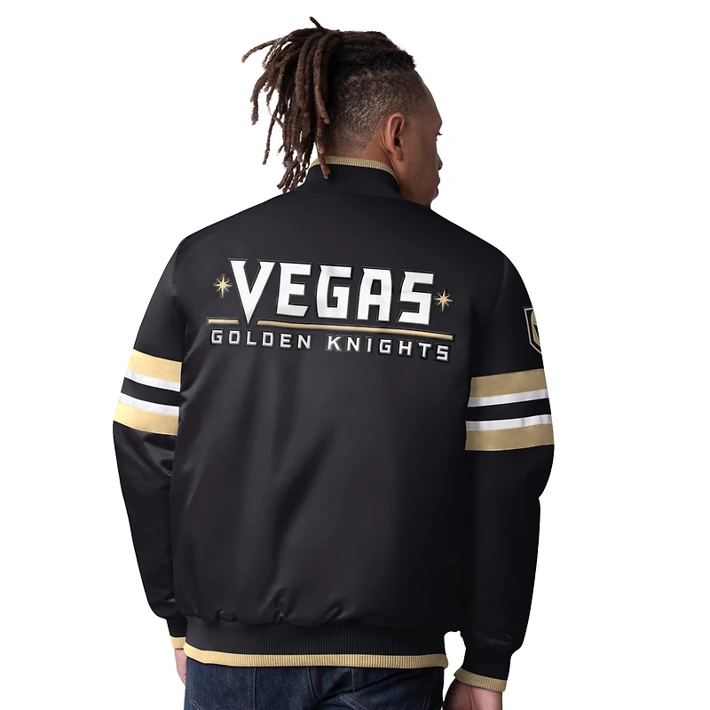 Men's Starter Black Vegas Golden Knights Scout I Full-Snap Varsity Jacket