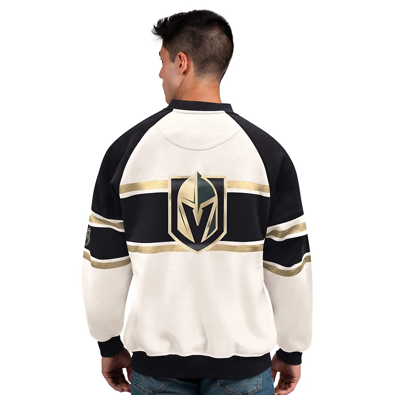Sweat-shirt ras du cou en polaire blanc pour homme, motif Défense des Golden Knights de Vegas