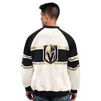 Sweat-shirt ras du cou en polaire blanc pour homme, motif Défense des Golden Knights de Vegas