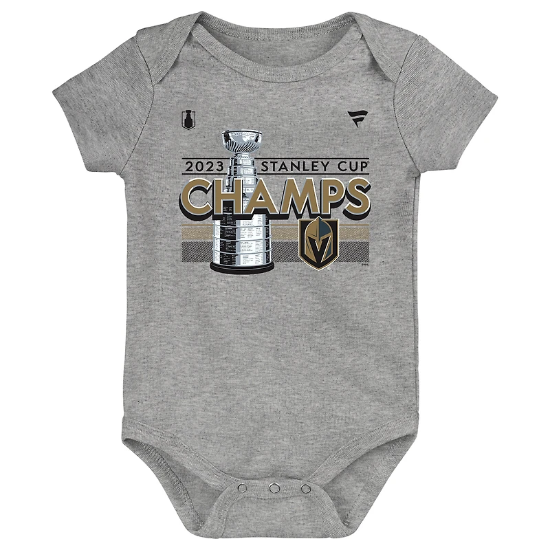Body de vestiaire pour nouveau-né Heather Grey Vegas Golden Knights 2023 Champions la Coupe Stanley