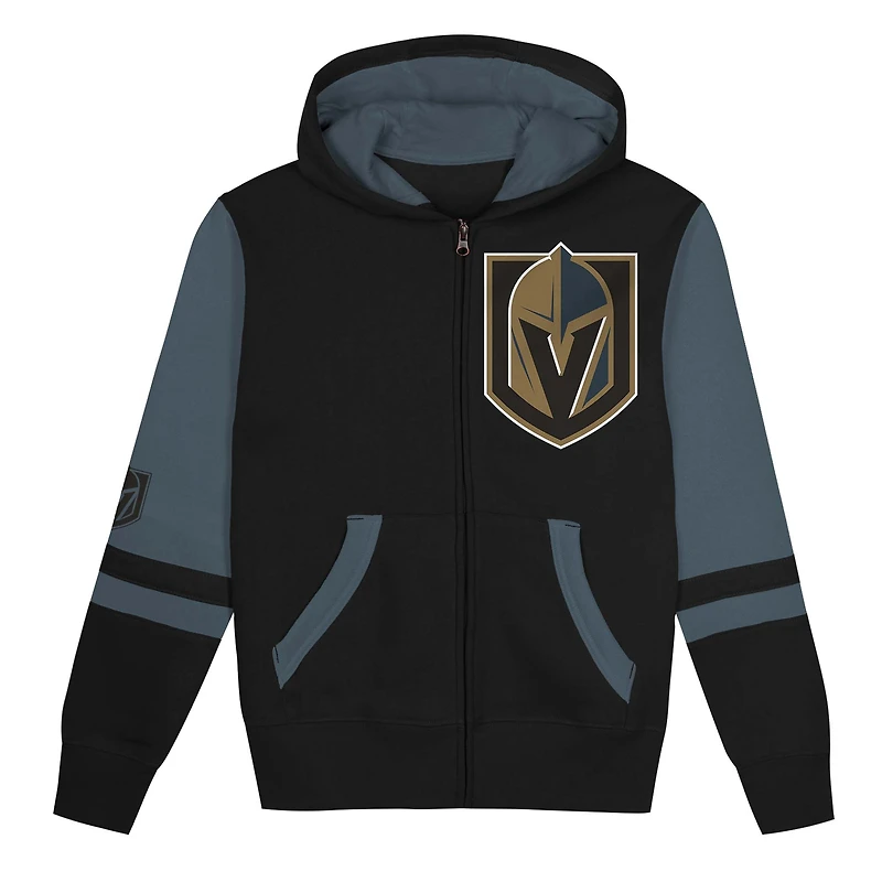 Sweat à capuche entièrement zippé pour préscolaire Black Vegas Golden Knights Face Off