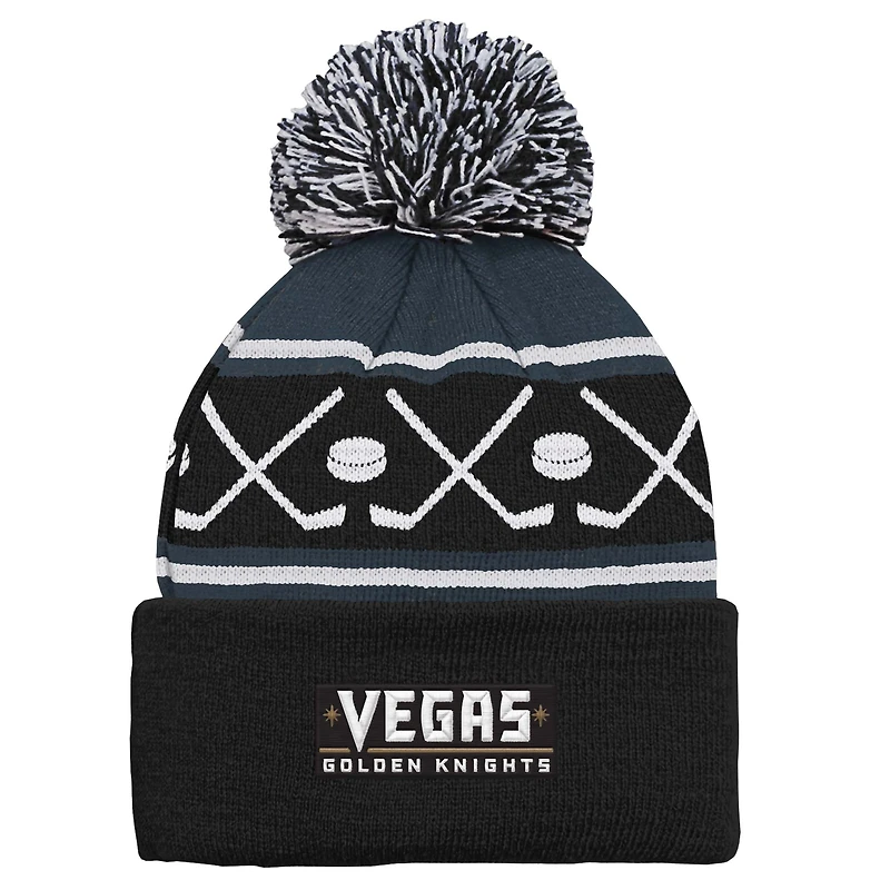 Preschool Black Vegas Golden Knights Faceoff Cuffed Knit Hat with Pom