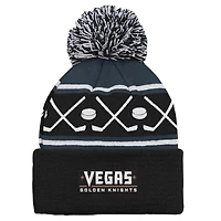 Preschool Black Vegas Golden Knights Faceoff Cuffed Knit Hat with Pom