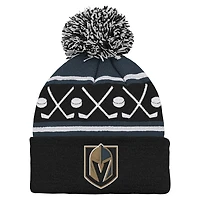 Preschool Black Vegas Golden Knights Faceoff Cuffed Knit Hat with Pom