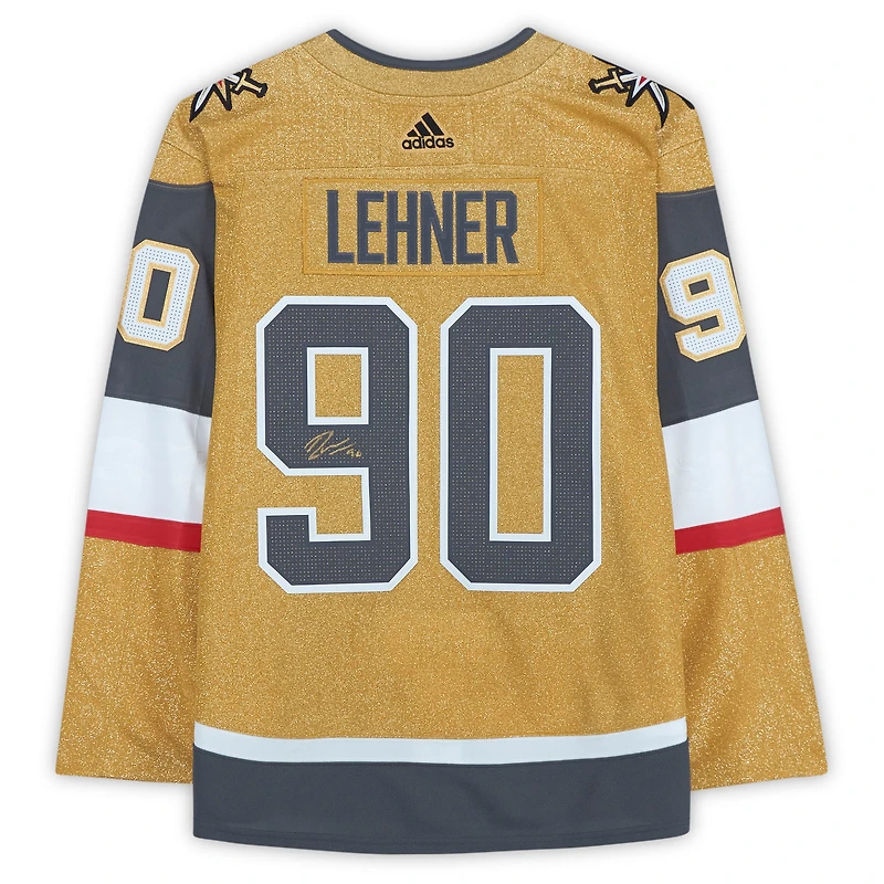 Maillot authentique alternatif dédicacé par Robin Lehner Vegas Golden Knights adidas Gold