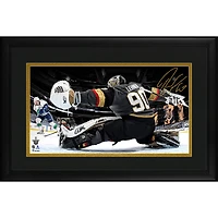 Robin Lehner Vegas Golden Knights Encadré Autographié 10" x 18" Match 7 contre Vancouver Canucks Plongée Enregistrer la photographie