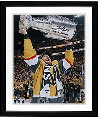 Shea Theodore Vegas Golden Knights Autographed 2023 Stanley Cup Champions 16" x 20" Raising Cup Photograph with "2023 SC Champs" Inscription