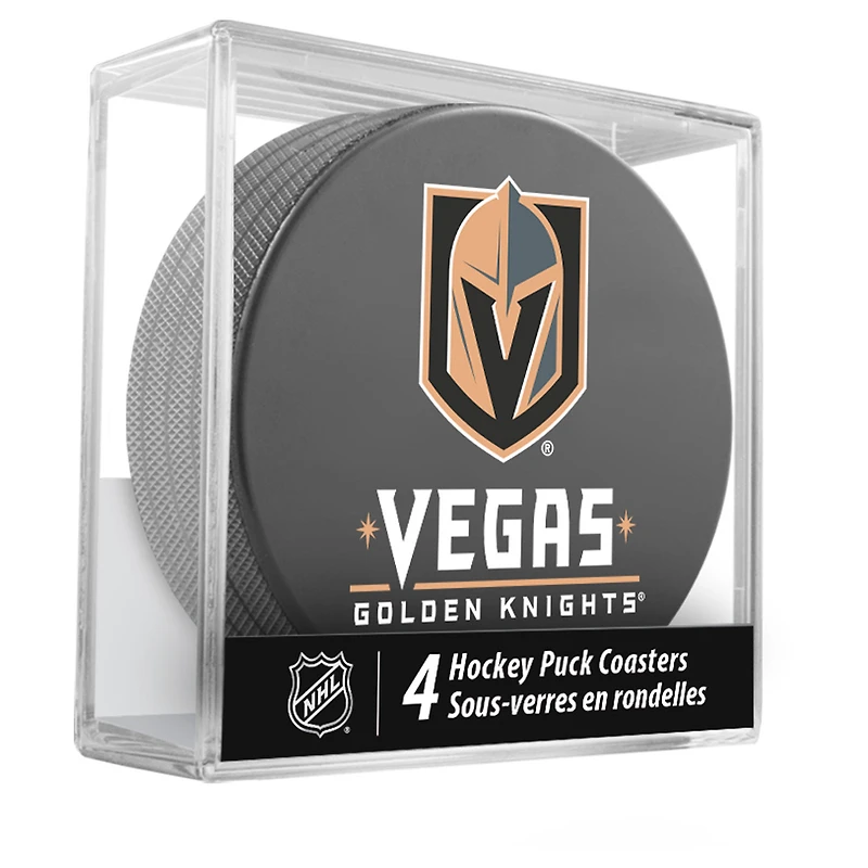 The Sports Vault Vegas Golden Knights Ensemble de dessous de verre 4 pièces avec rondelle