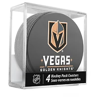 The Sports Vault Vegas Golden Knights Ensemble de dessous de verre 4 pièces avec rondelle