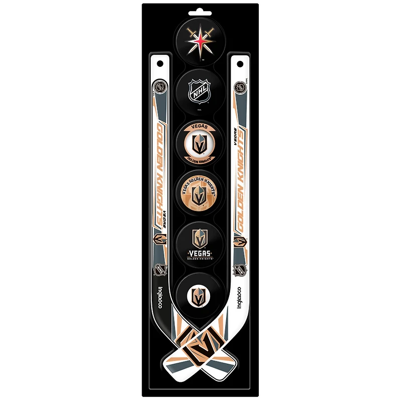 Ensemble de huit mini bâtons de hockey et rondelle en mousse The Sports Vault Vegas Golden Knights