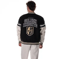 Unisex The Wild Collective  Black Vegas Golden Knights Drop Shoulder Full-Snap Varsity Jacket