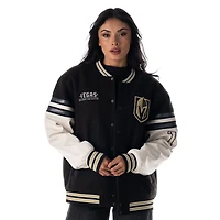 Unisex The Wild Collective  Black Vegas Golden Knights Drop Shoulder Full-Snap Varsity Jacket