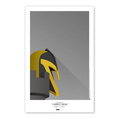 Affiche minimaliste du stade Vegas Golden Knights 11" x 17"