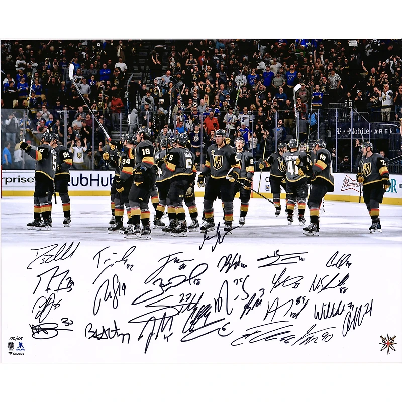 Vegas Golden Knights 2018 Western Conference Champions Autographed 16" x 20" Stick Salute Photograph with 26 Signatures