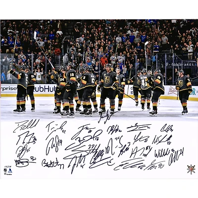 Vegas Golden Knights 2018 Western Conference Champions Autographed 16" x 20" Stick Salute Photograph with 26 Signatures