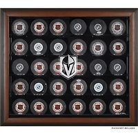 Vitrine marron de 30 rondelles des Golden Knights de Vegas