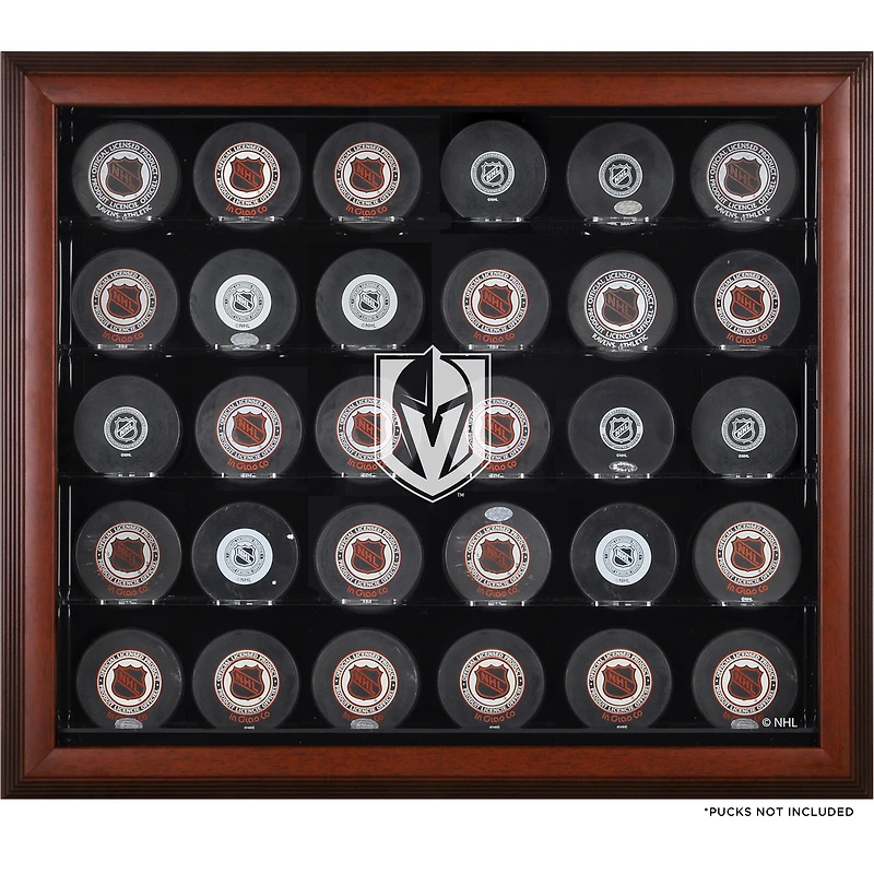 Vitrine de 30 rondelles en acajou des Golden Knights de Vegas