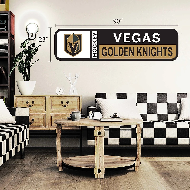 Vegas Golden Knights - 90'' x 23'' Sticker mural repositionnable avec logo d'équipe