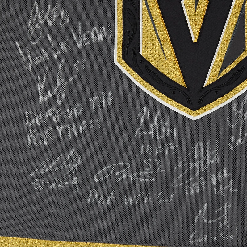 Vegas Golden Knights Autographed 2023 Stanley Cup Champions Gray adidas Authentic Jersey with 18 Signatures & Multiple Inscriptions