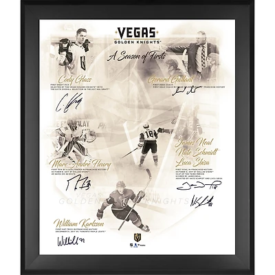 Vegas Golden Knights Photographie encadrée et dédicacée de la saison des premières 50,8 x 61 cm avec six signatures – Édition limitée à 109 exemplaires