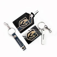 Vegas Golden Knights - Coffret cadeau trois pièces en cuir avec étiquette personnalisée