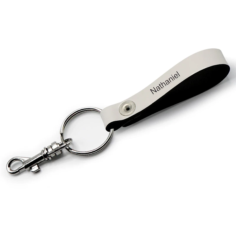 White Vegas Golden Knights Personalized Leather Loop Keychain