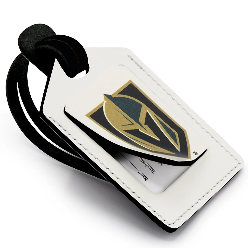 Étiquette de bagage en cuir personnalisée Vegas Golden Knights blanche