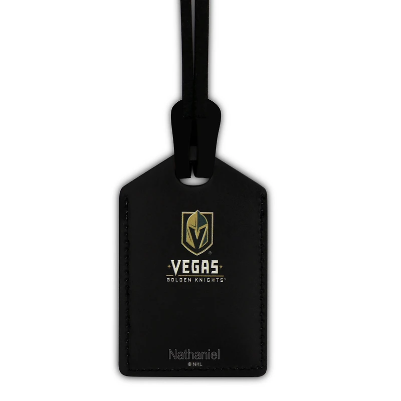 Étiquette de bagage en cuir personnalisée Vegas Golden Knights blanche