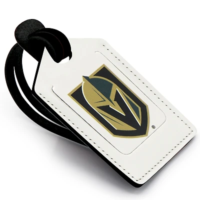 White Vegas Golden Knights Personalized Leather Luggage Tag