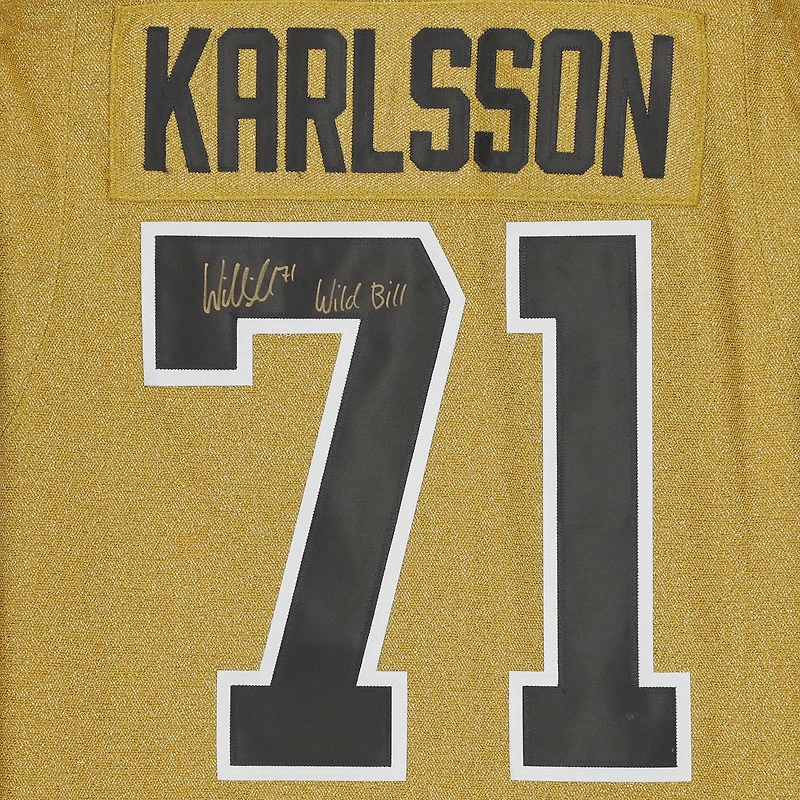 Maillot authentique adidas dédicacé par William Karlsson Gold Vegas Golden Knights avec inscription « Wild Bill »