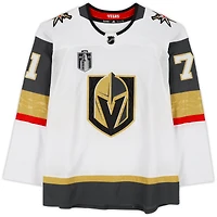 Maillot authentique adidas blanc autographié par William Karlsson Vegas Golden Knights avec écusson de la finale de la Coupe Stanley 2023 avec inscription « 2023 SC Champs »