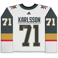 Maillot authentique Adidas blanc autographié par William Karlsson Vegas Golden Knights avec écusson de la finale de la Coupe Stanley 2023